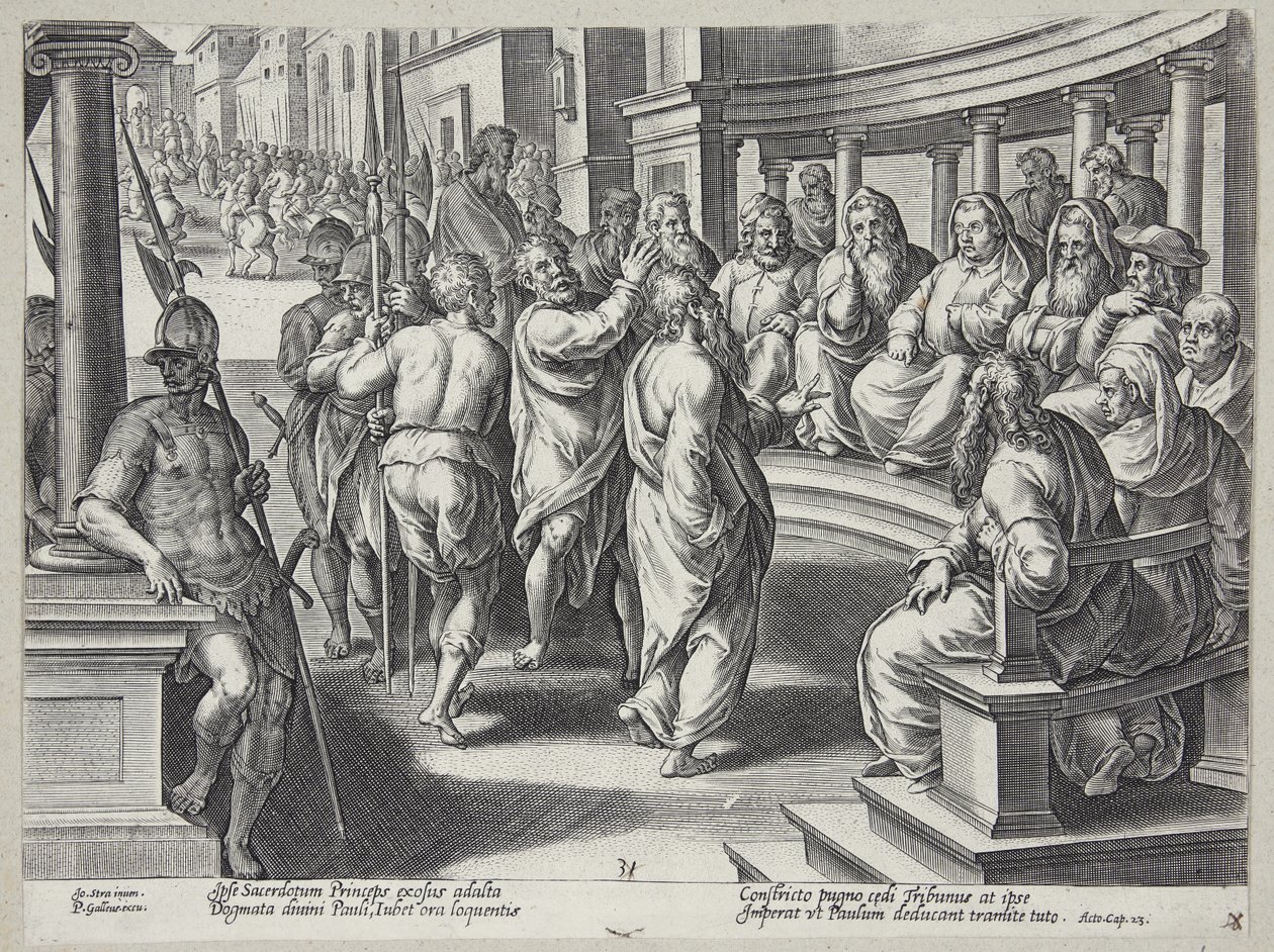 Saint Paul devant les grands prêtres - Philips Galle