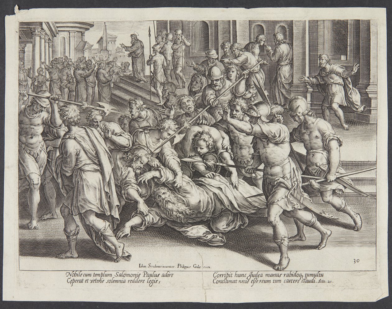 Le chef capitaine empêchant les juifs de tuer Paul - Philips Galle