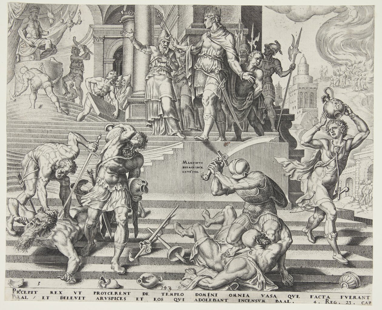 La destruction du temple de Baal et le massacre de ses prêtres - Philips Galle