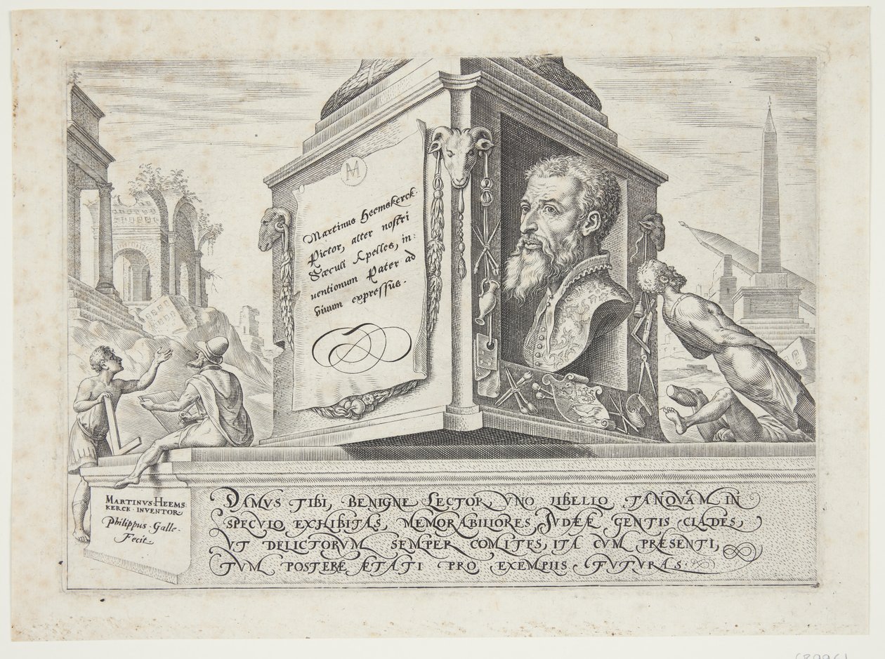 Titre, au centre portrait de Heemskerck - Philips Galle