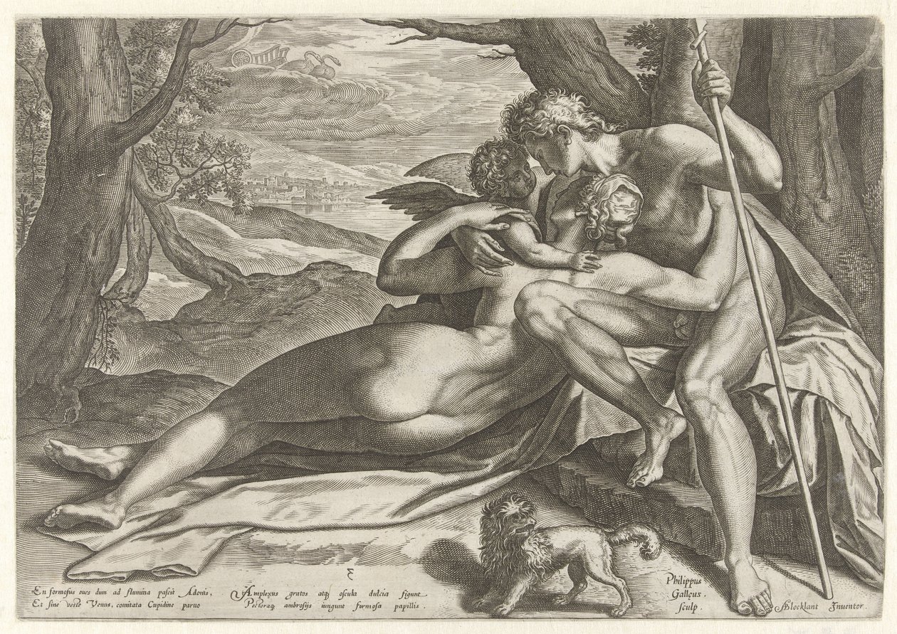 Vénus et Adonis avec Cupidon - Philips Galle