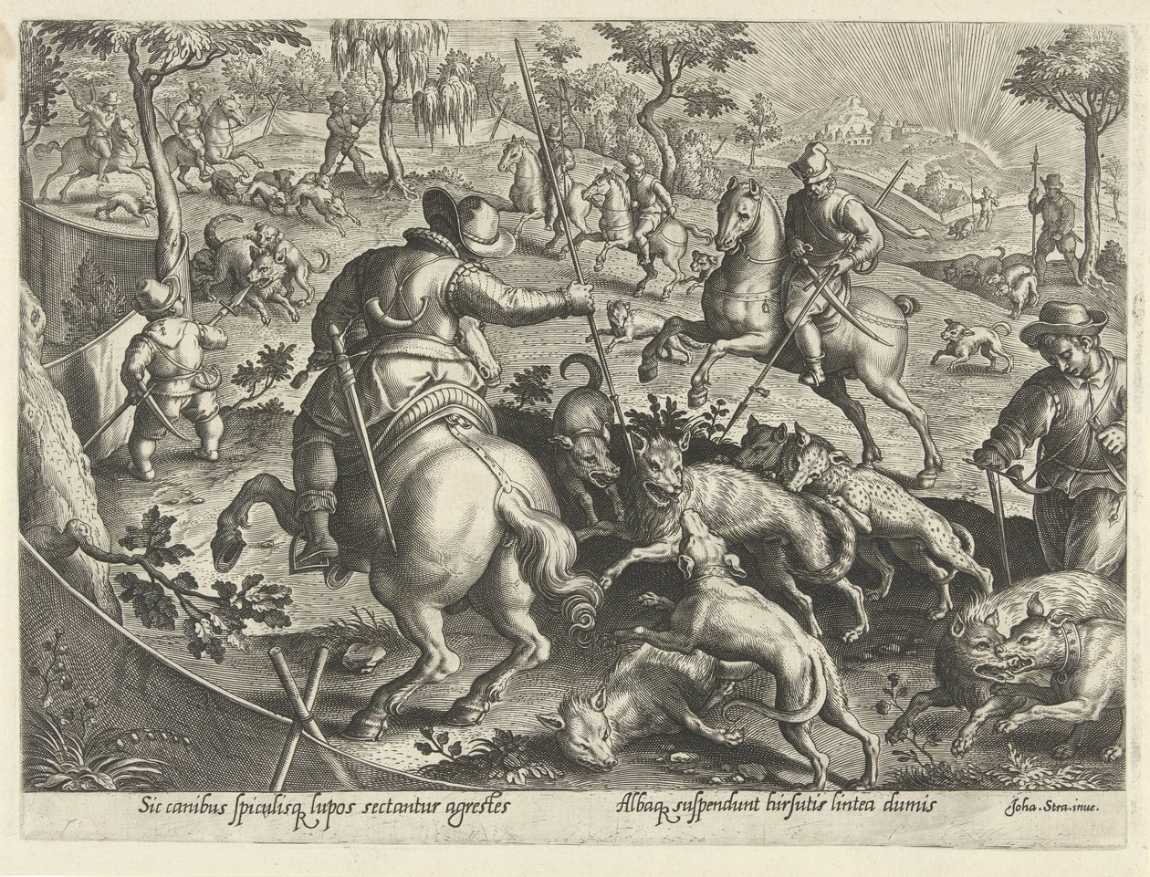 Chasse aux loups avec des lances - Philips Galle