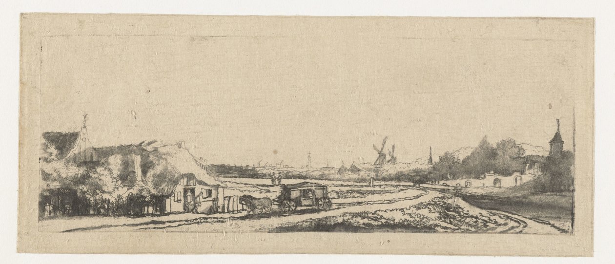 Paysage avec une calèche - Philips Koninck