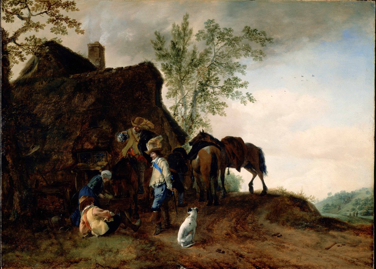 Les Cavaliers font halte dans une auberge - Philips Wouwerman