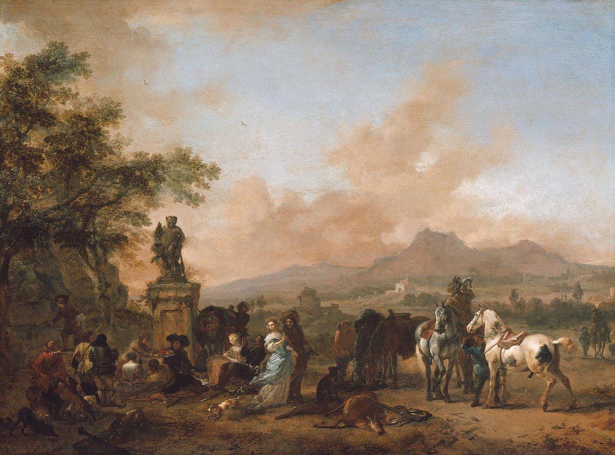 Repos pendant la chasse au cerf - Philips Wouwerman