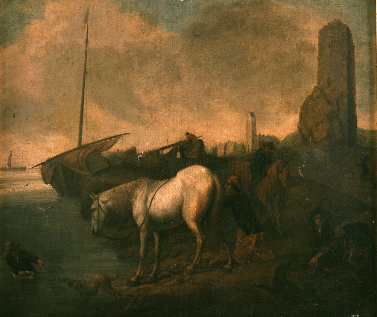 Strandung mit Pferden und Fischern - Philips Wouwerman