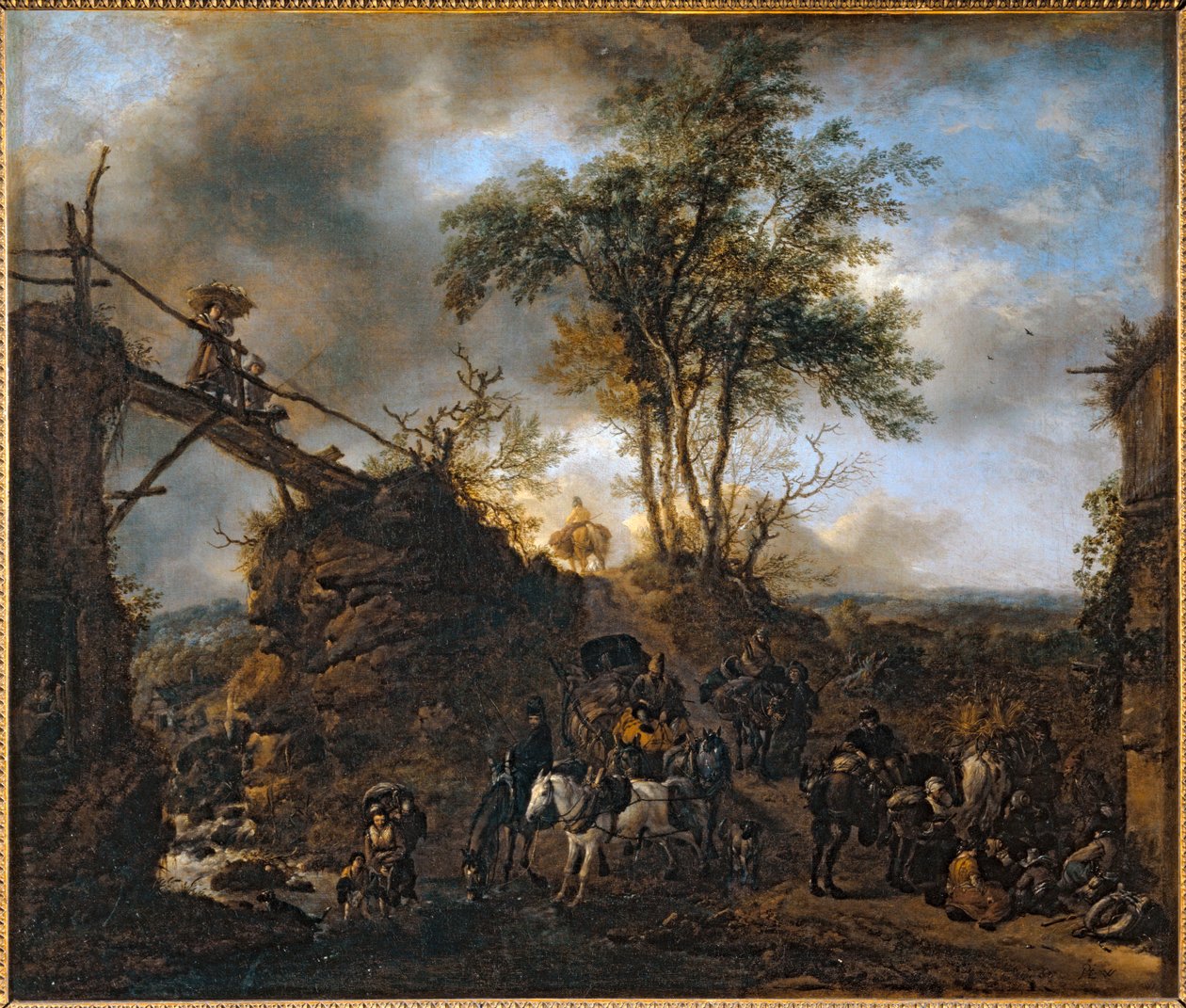 Pont de bois sur le torrent … - Philips Wouwermans or Wouwerman
