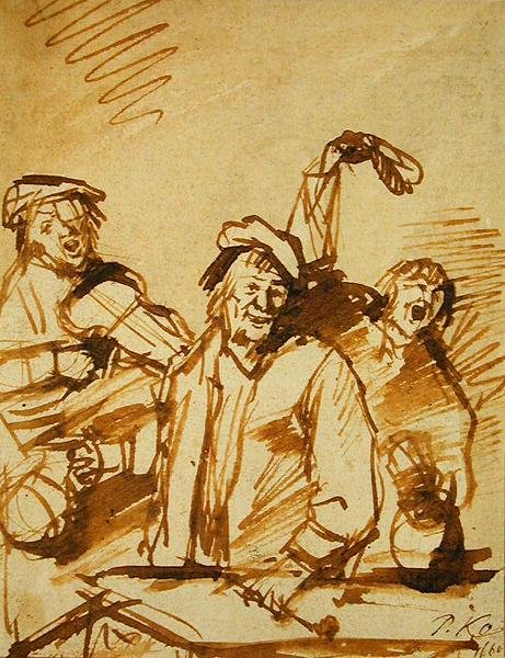 Trois jeunes hommes joyeux, 1660 - Phillips de Koninck