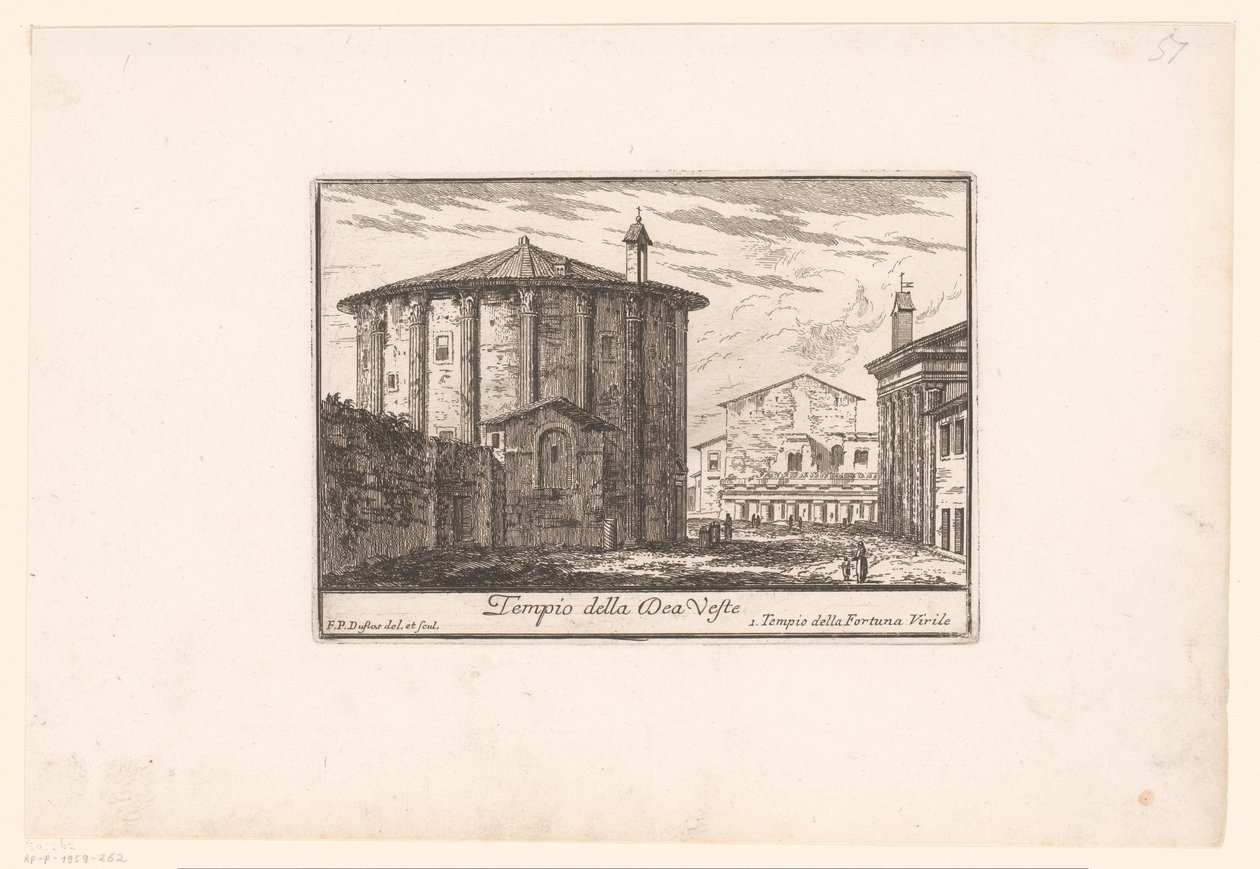 Vue du Temple de Vesta Tempio della Dea Veste Zichten op het antieke en moderne Rome Varie Vedute di Roma Antica, e Moderna - Philothée Francois Duflos