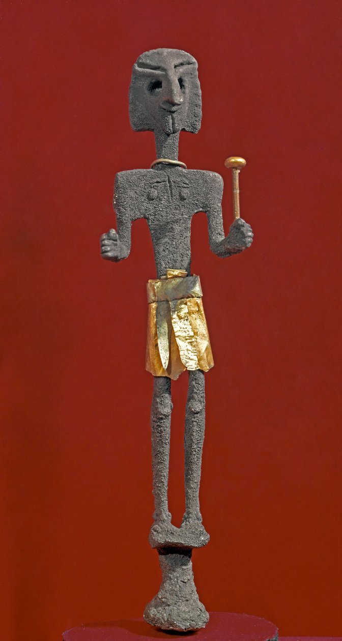 Art phénicien : statuette de divinité en argent et or. 20e ou 19e siècle av. J.-C. De Ras Shamra (Ougarit). Musée national d
