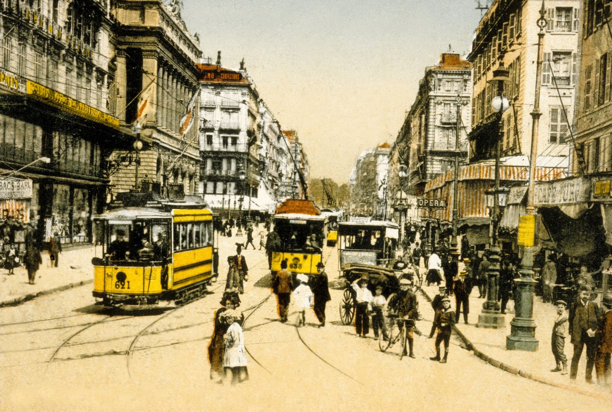 La Canebière avec tramways, Marseille, France, c. 1900 (photo) - Photographer French