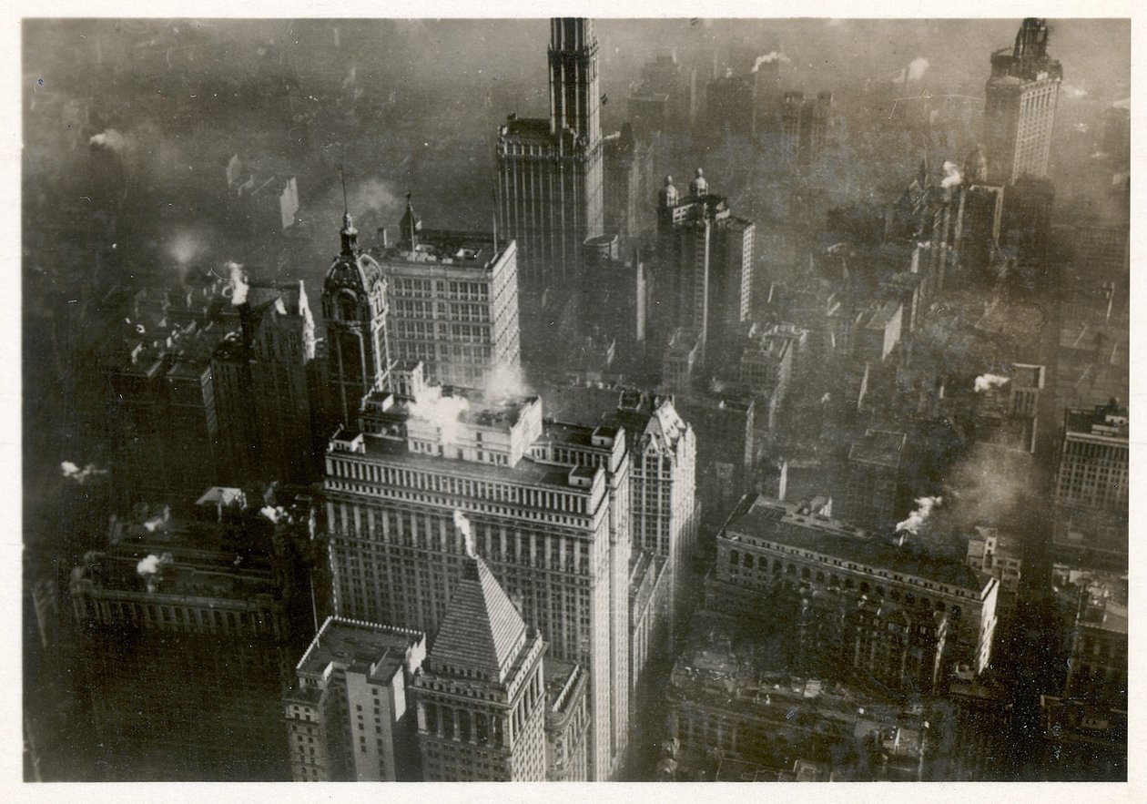 Photo aérienne du centre-ville de Manhattan, prise du LZ 127 Graf Zeppelin, New York 1928 - Photographer German
