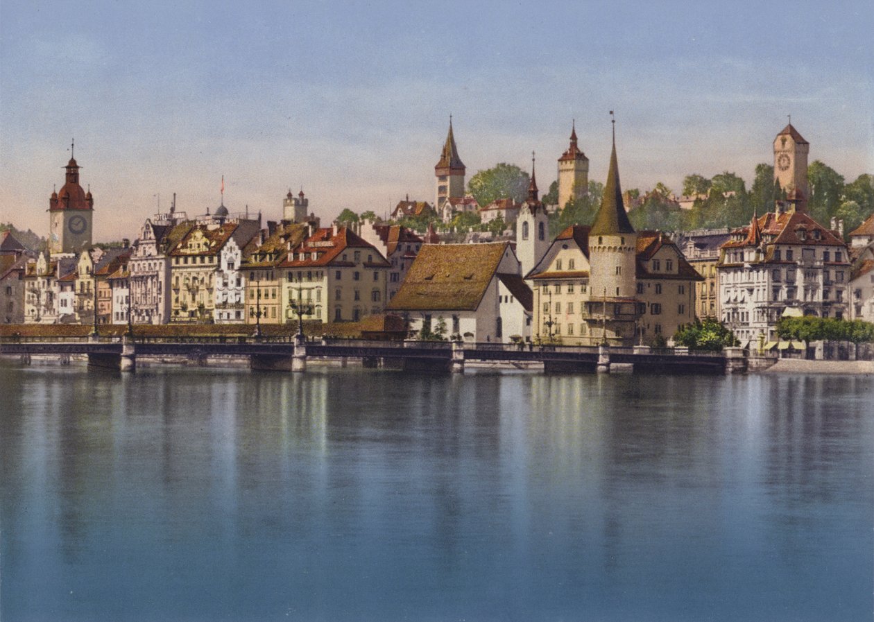 Vieux-Lucerne, Seebrucke u Musegg (photo couleur) - Photographer Swiss