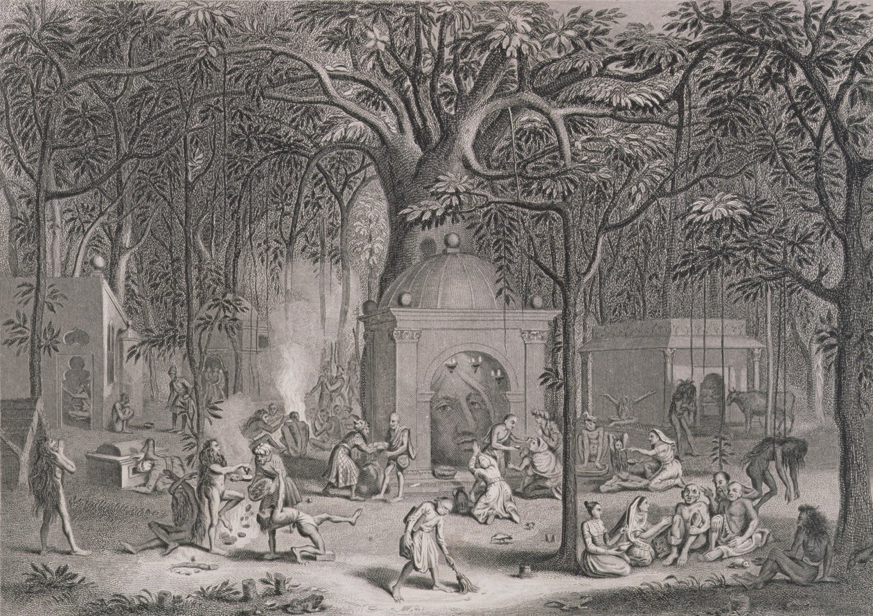 Fakirs hindous pratiquant leurs rites superstitieux, gravés par Bell, de Religion mondiale, publiée par A. Fullarton & Co. - Picart