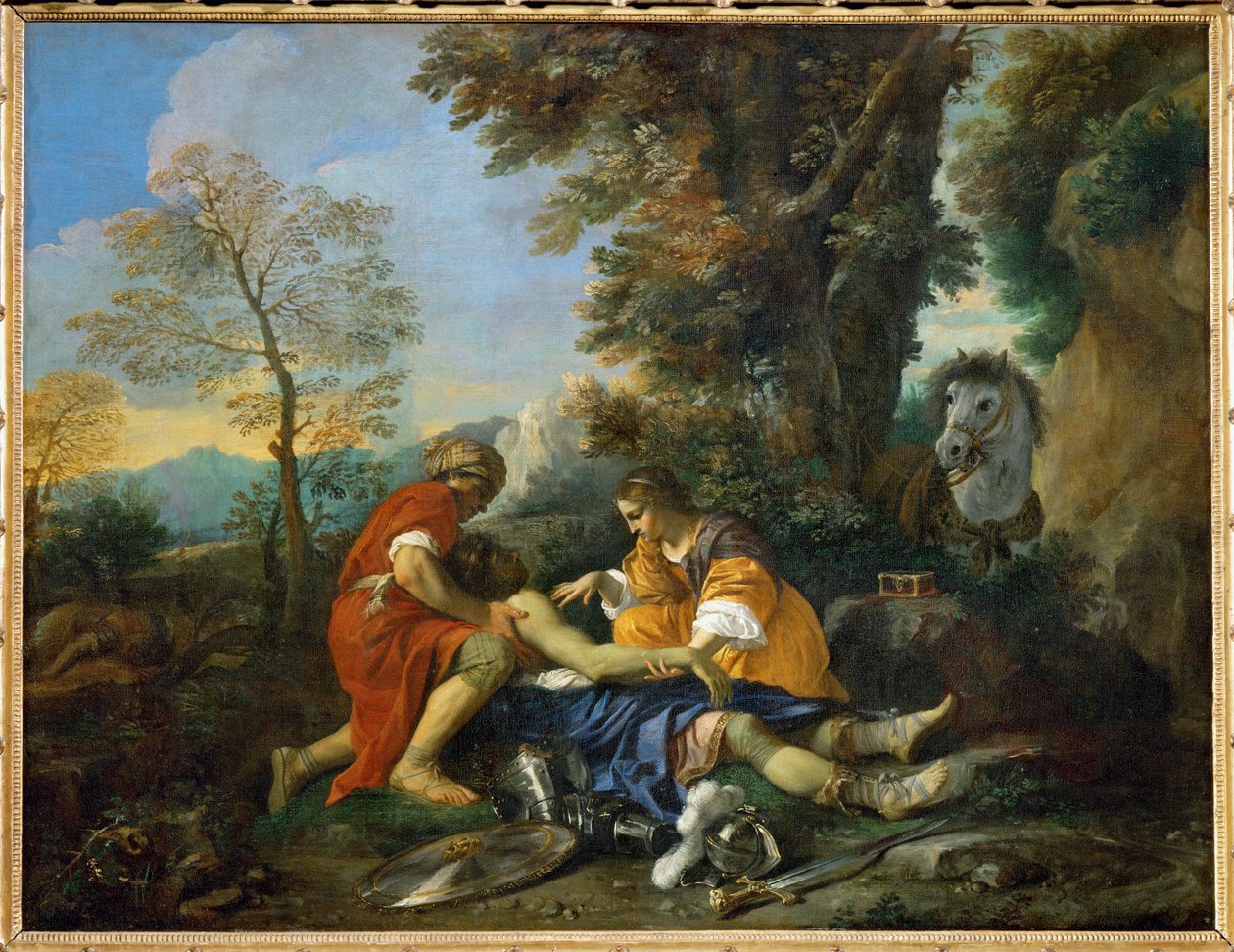 Herminie et Valfrino soignent les blassures de Tancrede … - Pier Francesco Mola