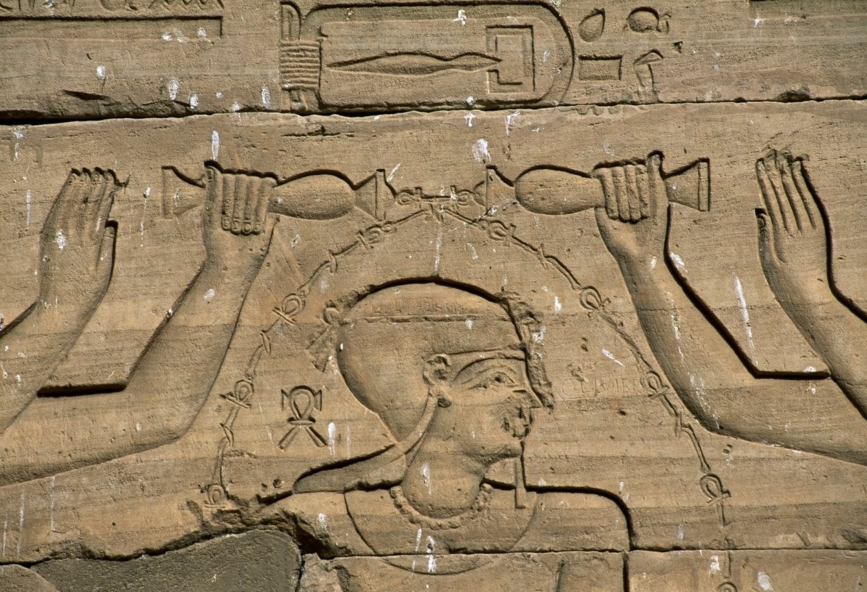 Bas-relief, Temple de Kalabsha, Assouan, construit vers 30 av. J.-C., civilisation égyptienne - Blaise Nicolas Le Sueur