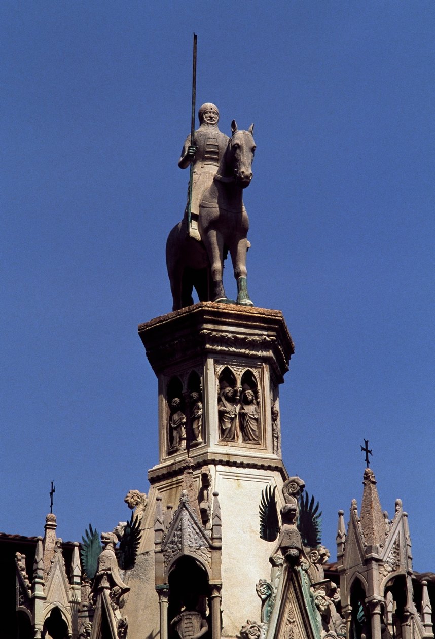 Statue équestre de Cansignorio della Scala, Tombe de Cansignorio della Scala, œuvre de Bonino da Campione, Tombeaux des Scaliger, Vérone, Vénétie, Italie - Blaise Nicolas Le Sueur