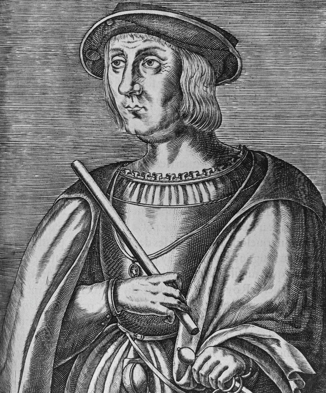 Portrait de Jacques II de Chabannes de La Palice (vers 1470-1525), officier militaire français, Seigneur de La Palice, de Pacy, de Chauverothe, de Bort-le-Comte et de Héron, gravure - Blaise Nicolas Le Sueur