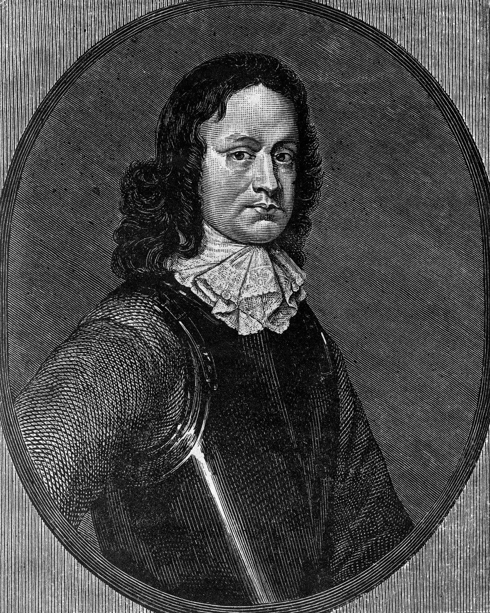 Portrait de John Hampden (vers 1595-1643), homme politique anglais, gravure - Blaise Nicolas Le Sueur