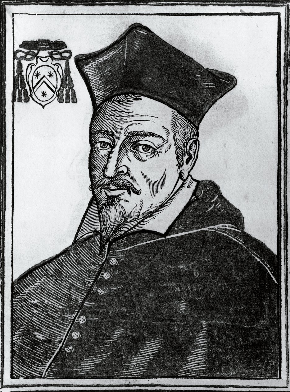 Portrait de Pierre de Bérulle (1575-1629), théologien catholique français et cardinal, gravure - Blaise Nicolas Le Sueur