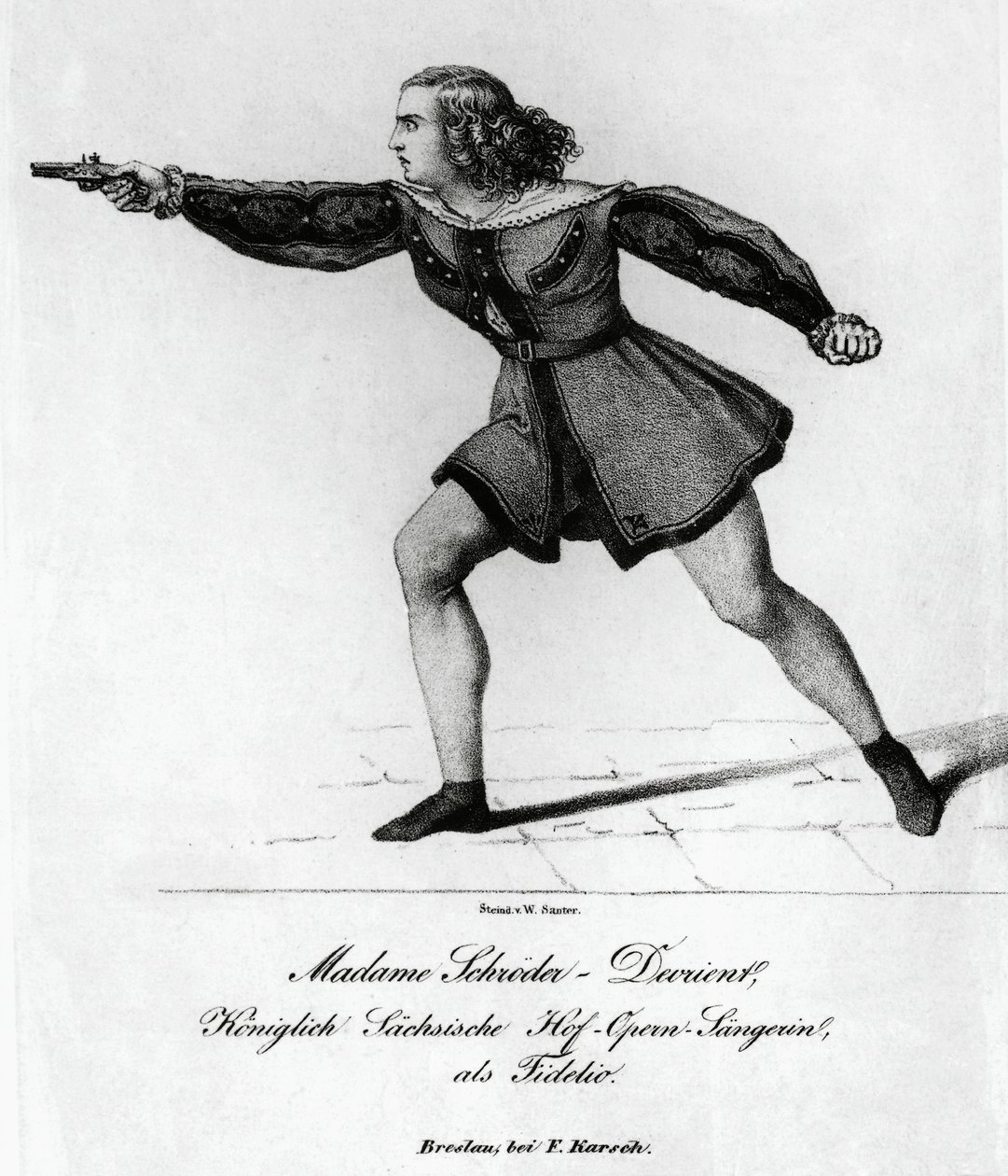 Portrait de Wilhelmine Schroder-Devrient, soprano allemande, dans le rôle de Leonora dans Fidelio ou l