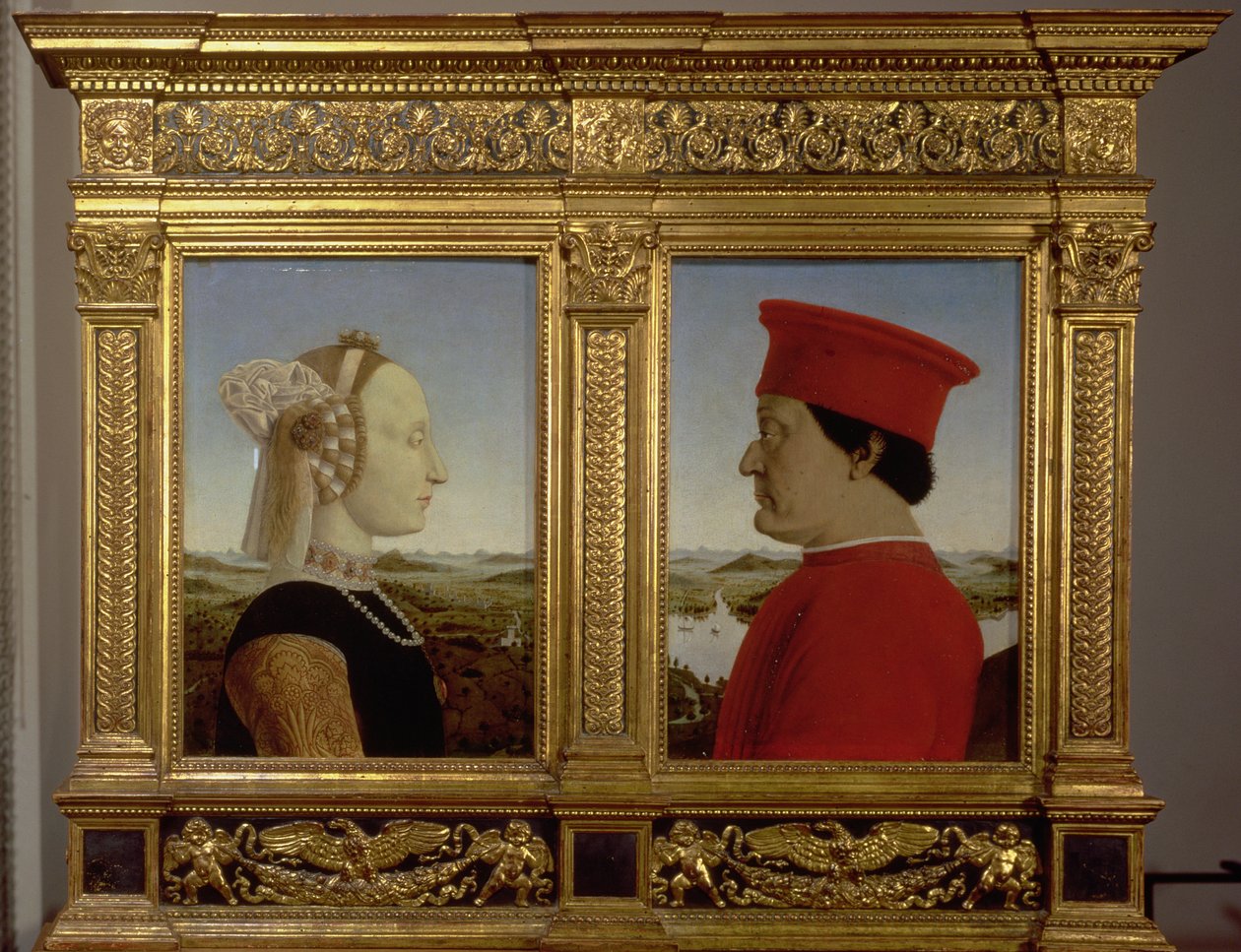 Portraits du duc Federico da Montefeltro et de Battista Sforza (détail) - Piero della Francesca