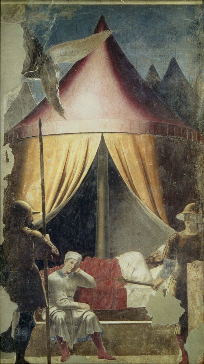 Le rêve de Constantin, de La Légende de la Vraie Croix, achevée en 1464 - Piero della Francesca