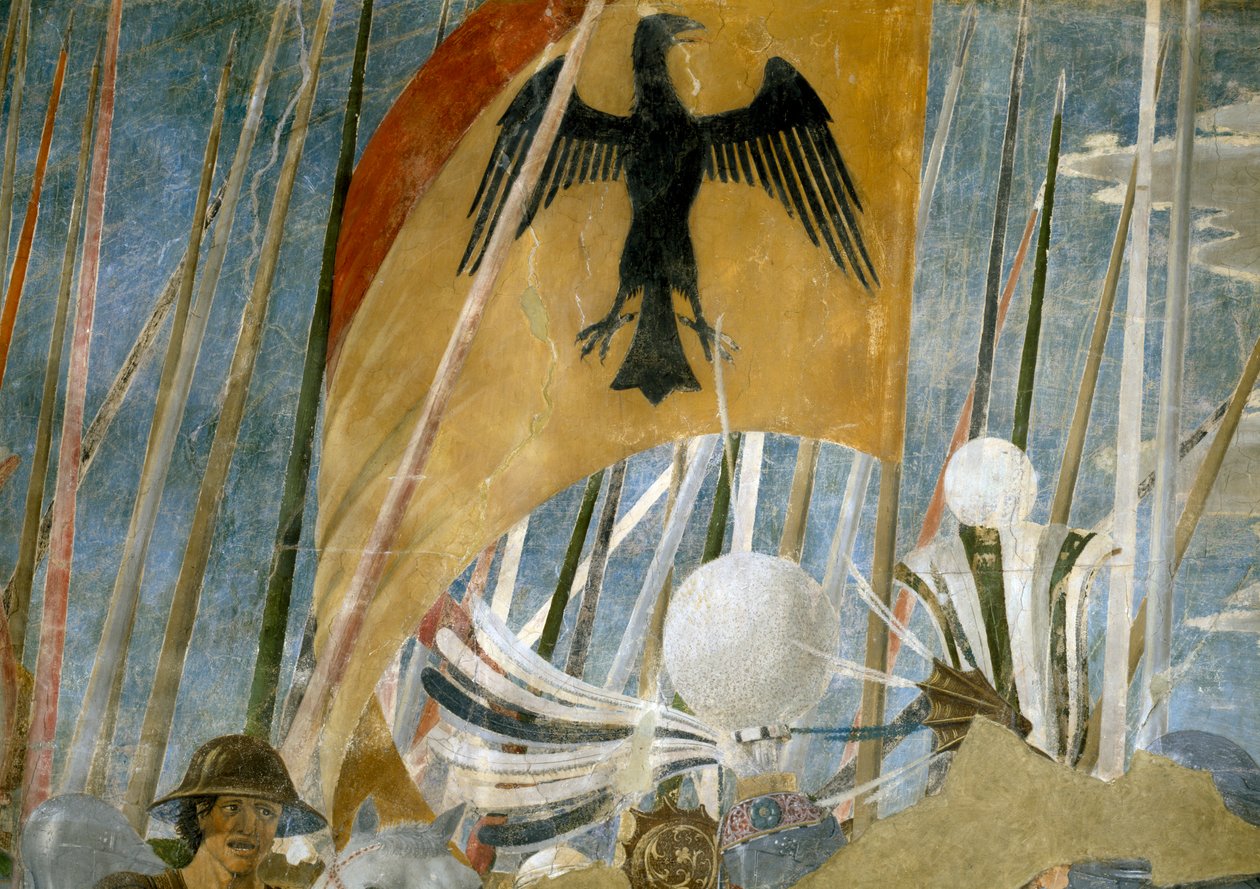 La Légende de la Vraie Croix, la Victoire de Constantin au Pont Milvius, bannière (détail) - Piero della Francesca