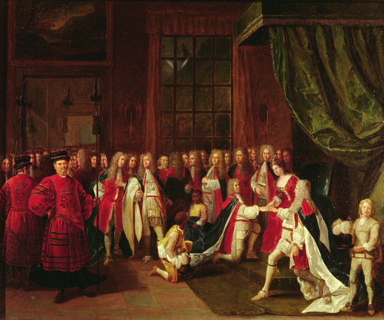 La reine Anne et les chevaliers de la Jarretière, vers 1720 - Pierre Angelis or Angillis