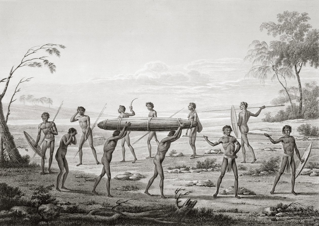 Port Jackson, Nouvelle-Hollande : cérémonie funéraire aborigène, de 