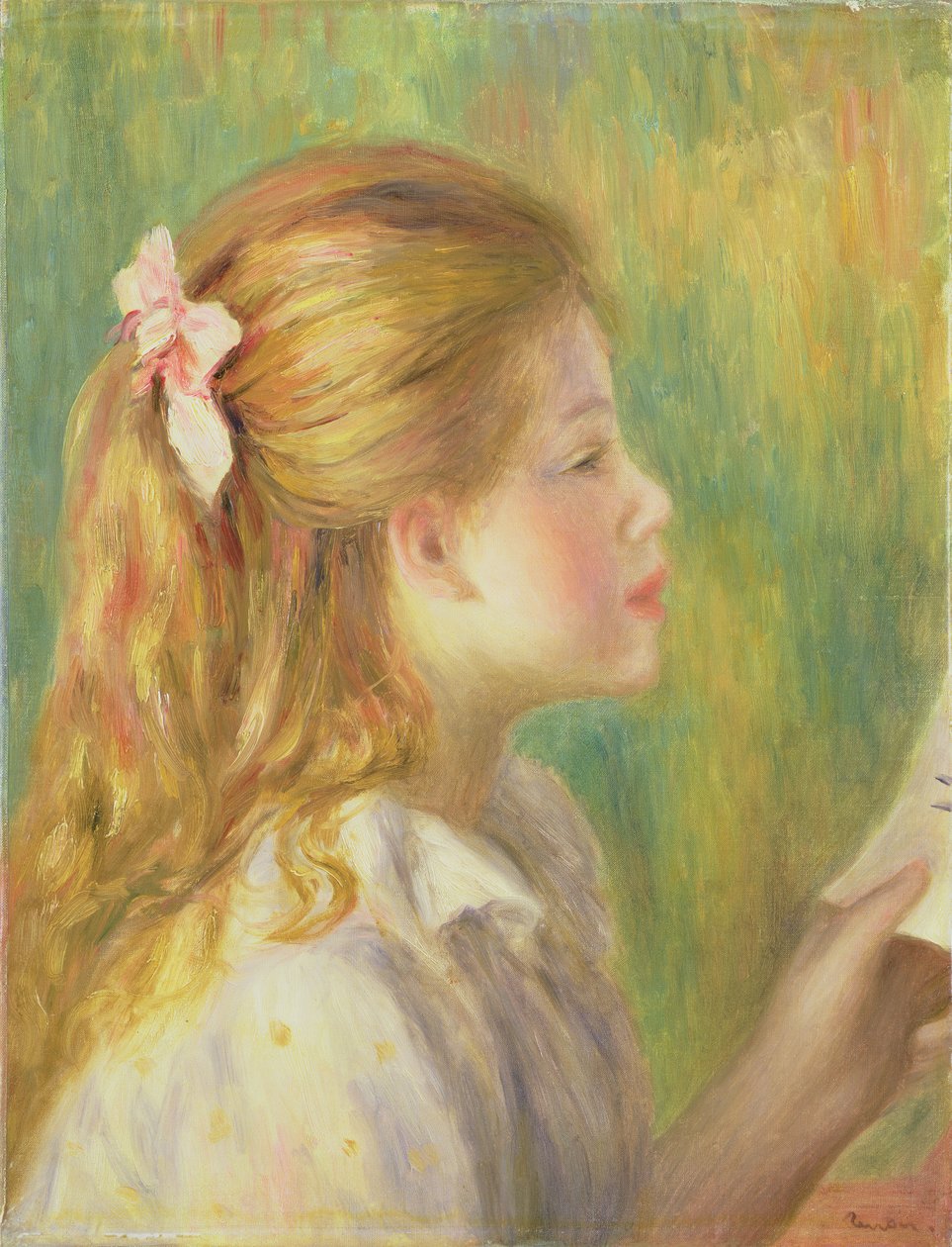 Fille de profil lisant - Pierre Auguste Renoir