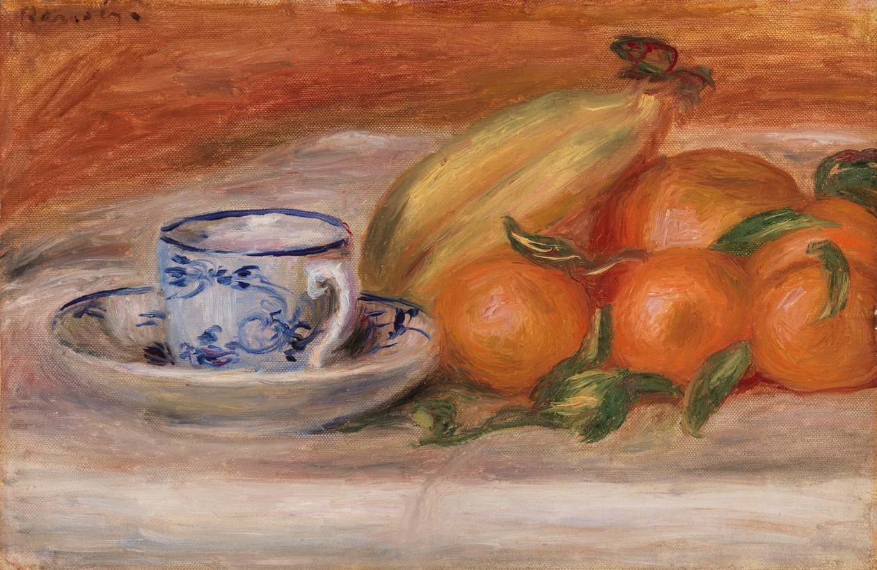 Oranges, bananes et tasse de thé - Pierre Auguste Renoir