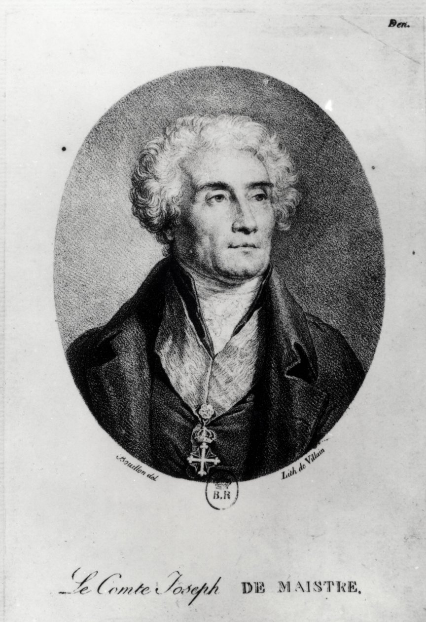 Portrait du comte Joseph de Maistre (1753-1821), gravé par François le Villain - Pierre Bouillon