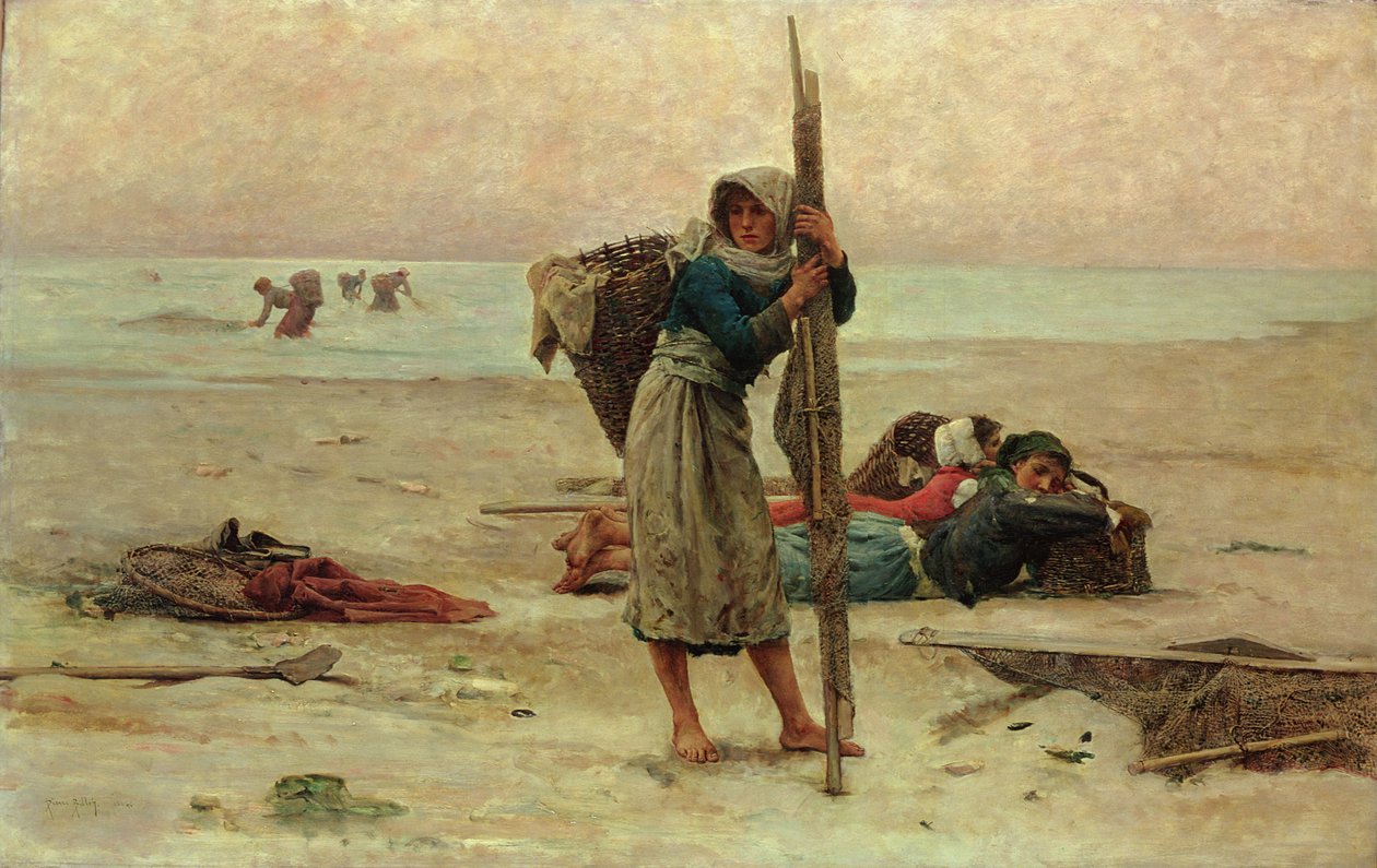Pêche aux huîtres, 1884 - Pierre Celestin Billet