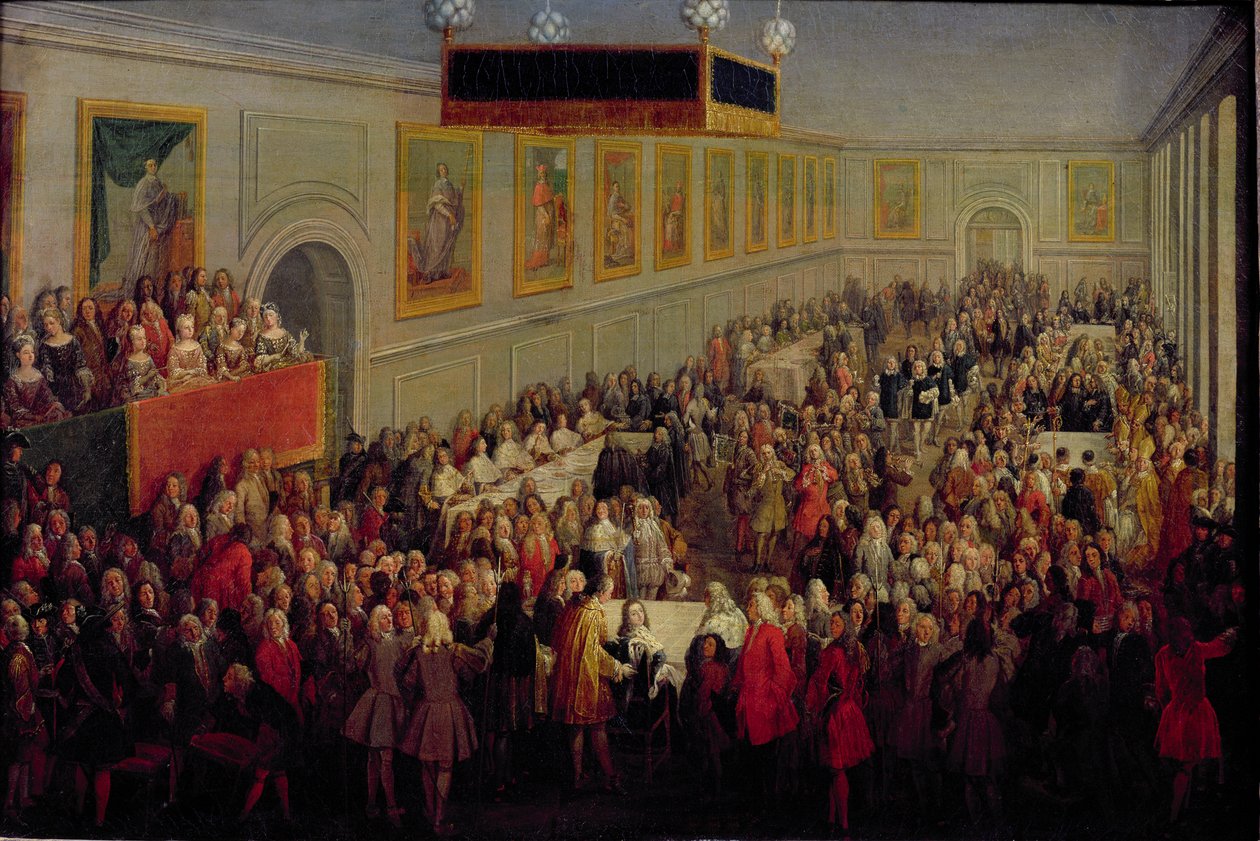 Festin donné après le couronnement de Louis XV (1710-74) au Palais archiépiscopal de Reims, 25 octobre 1722, 1722 - Pierre-Denis Martin