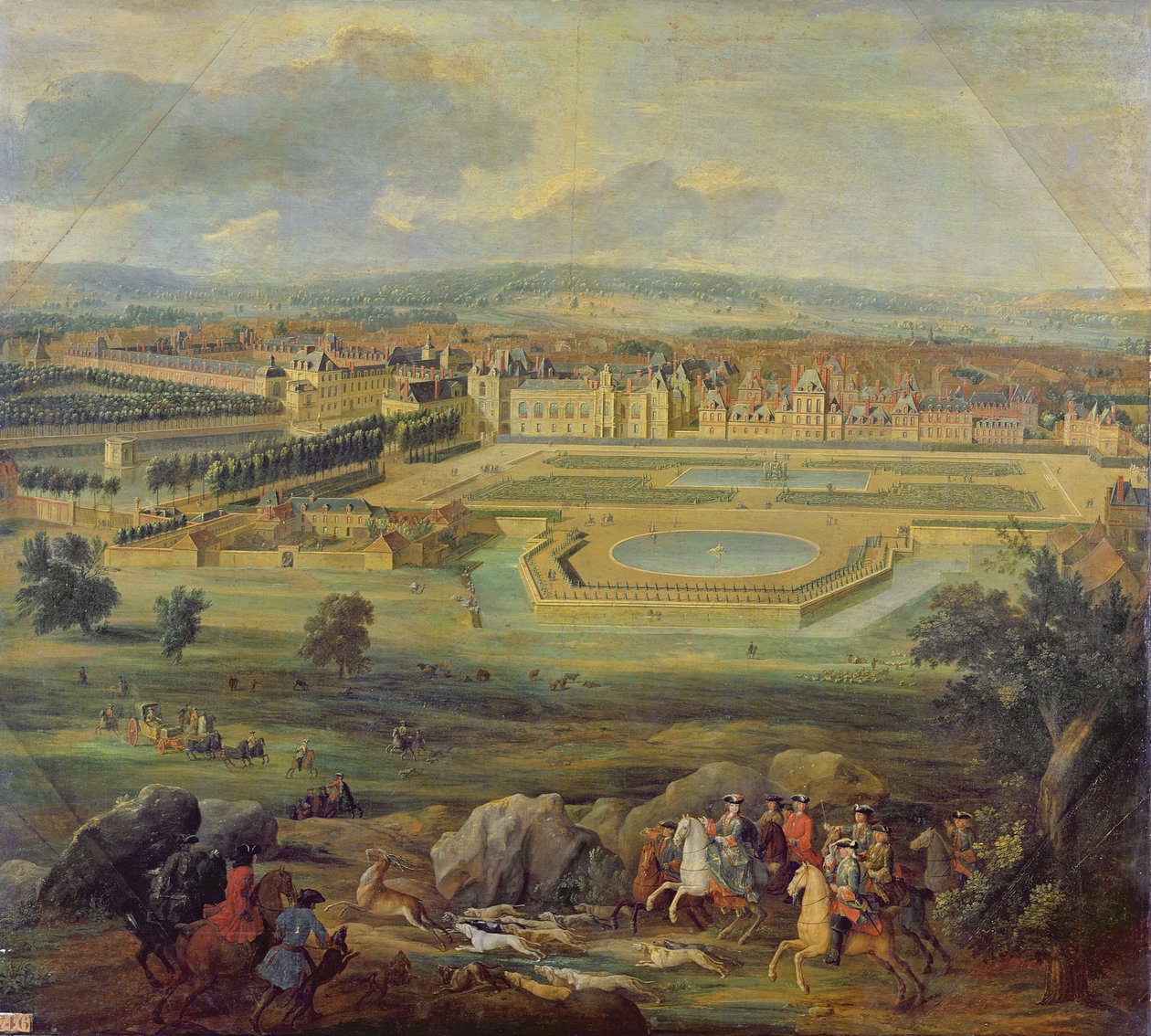 Vue du Palais de Fontainebleau depuis le Parterre du Tibre, 1722 - Pierre Denis Martin