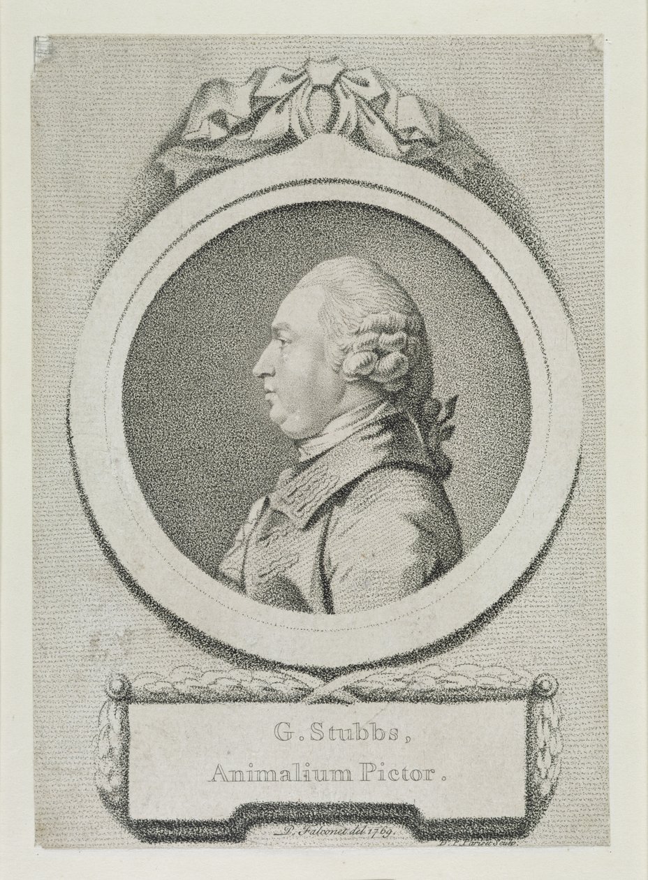 Étude de portrait de George Stubbs (1724-1806) (gravure en manière douce) - Pierre Etienne Falconet