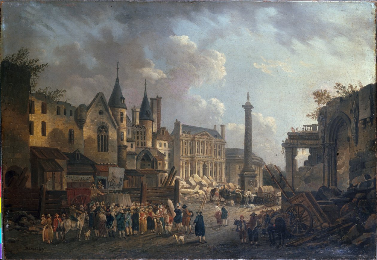 Spectacle forain à un carrefour imaginaire à Paris, vers 1770 - Pierre Antoine Demachy