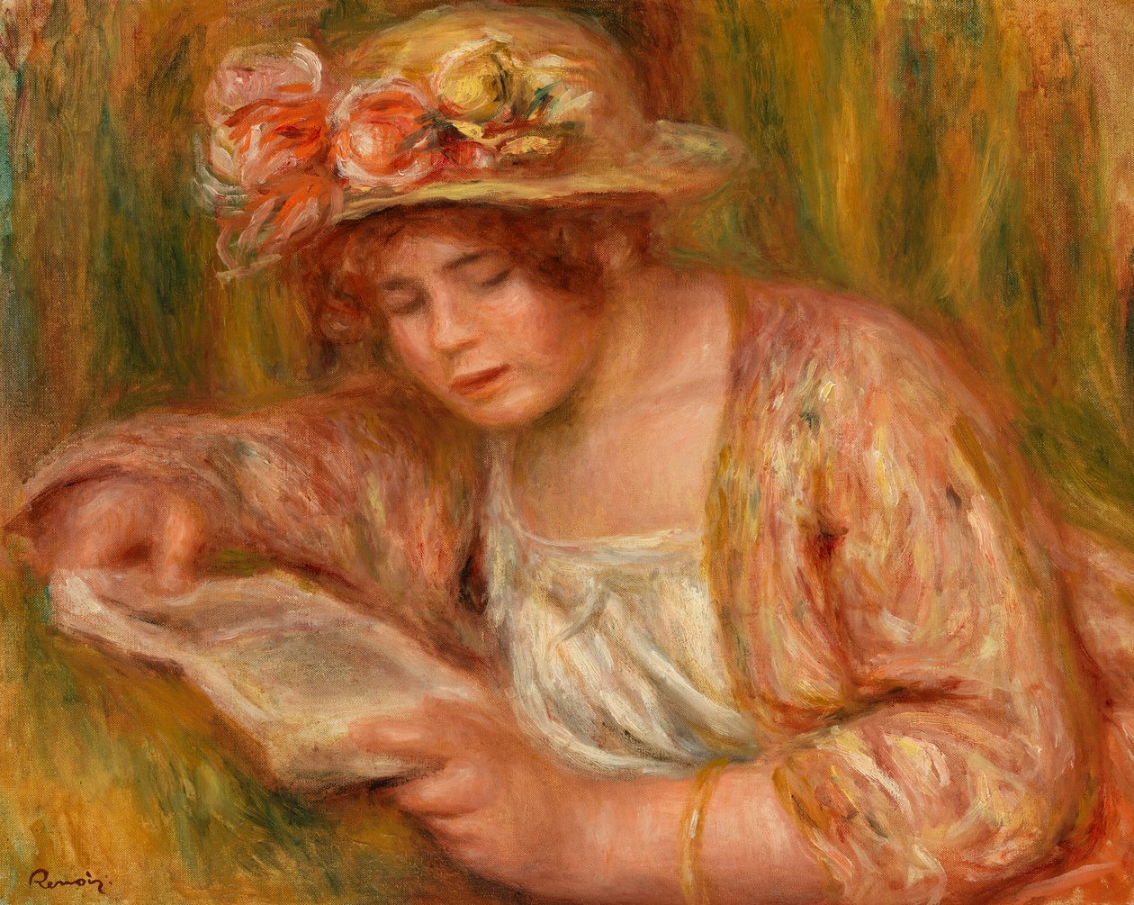 Andrée en chapeau, lisant - Pierre-Auguste Renoir
