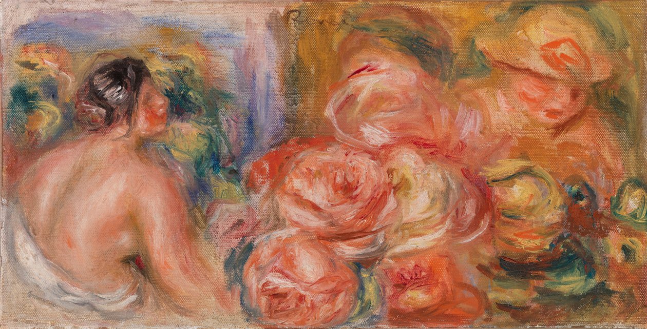 Roses et petit nu - Pierre-Auguste Renoir