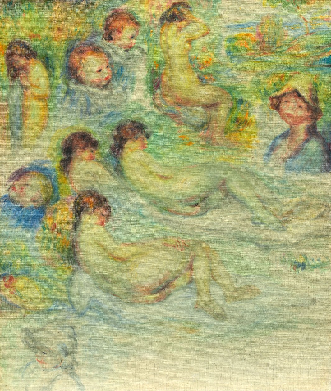 Études de Pierre Renoir; sa mère, Aline Charigot; nus; et paysage - Pierre-Auguste Renoir