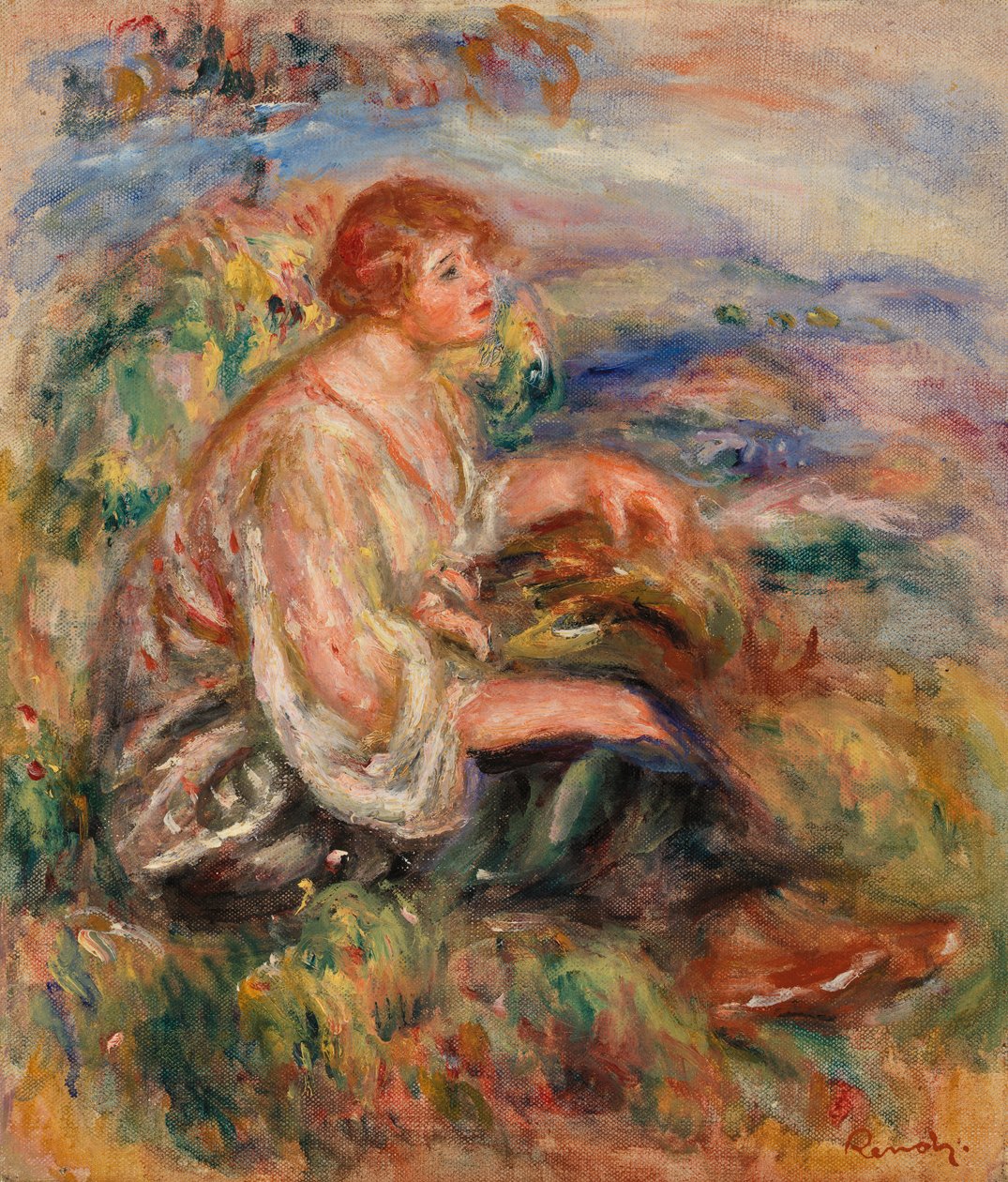 Femme en blouse de tulle et en jupe noire - Pierre-Auguste Renoir