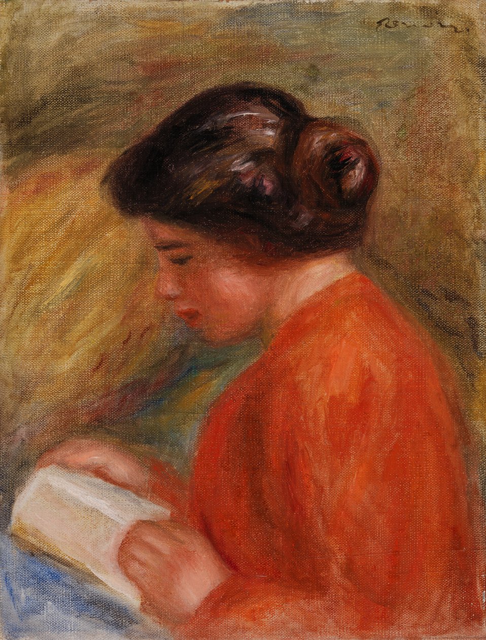 Jeune femme lisant (Jeune femme lisant, buste) - Pierre-Auguste Renoir