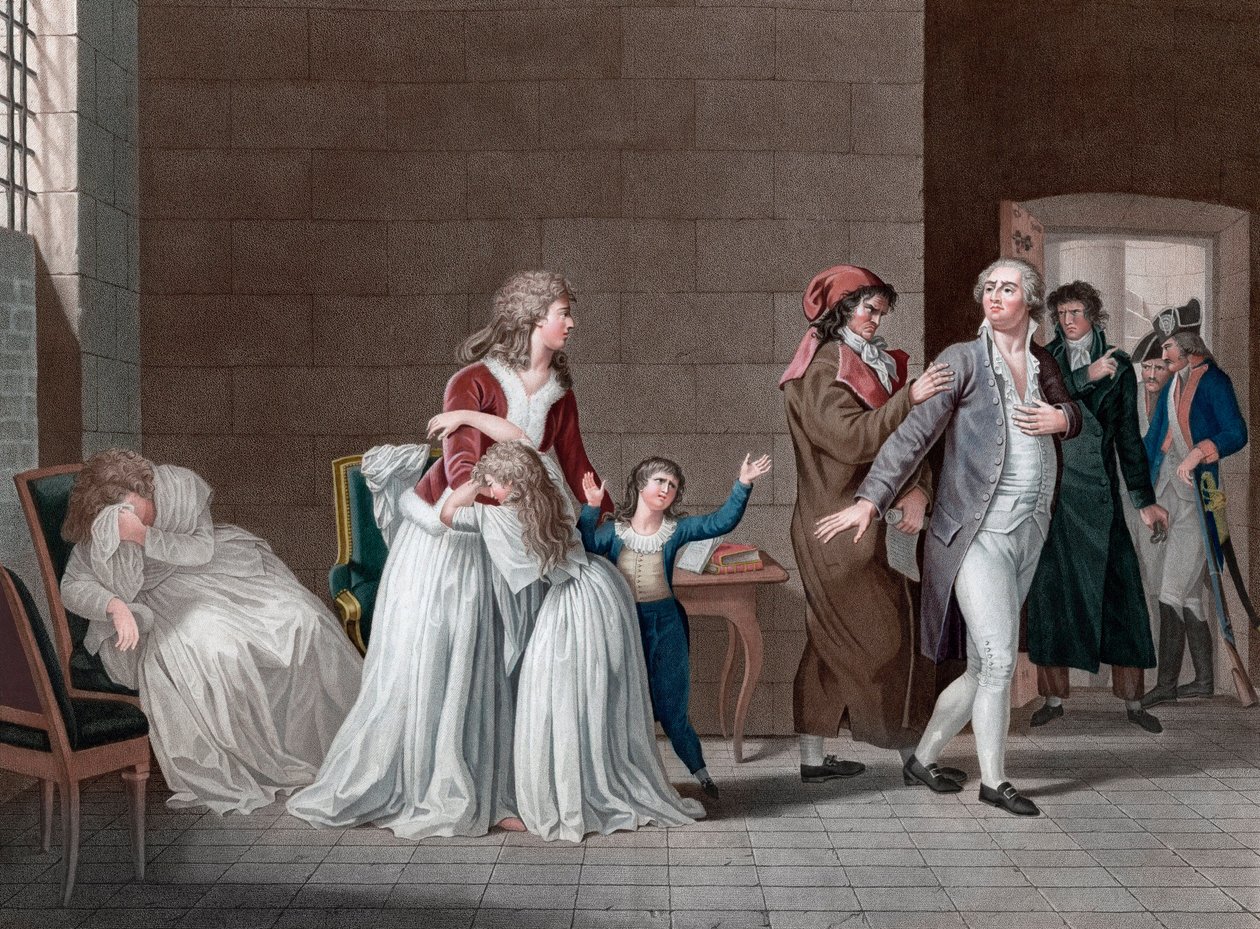 Séparation du roi Louis XVI de France (1754-1793) de sa famille. Paris, prison du Temple, le 20 janvier - Pierre (after) Bouillon