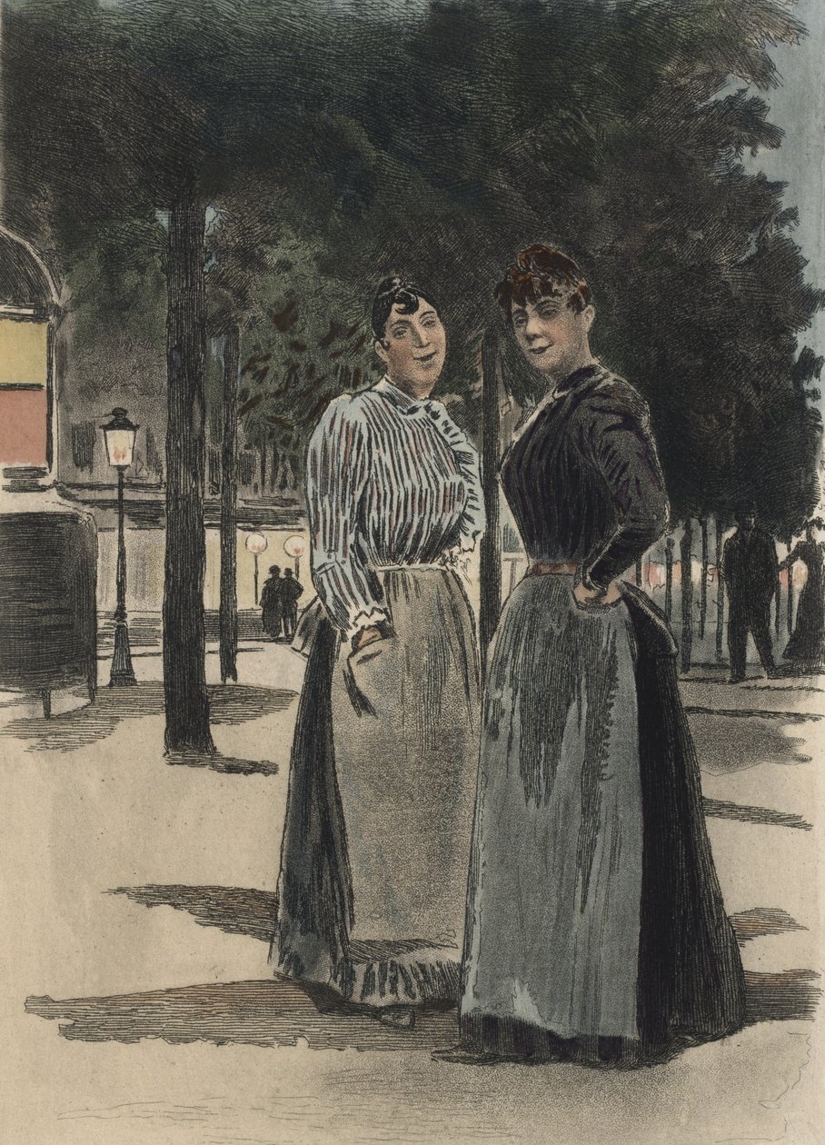 Deux femmes ordinaires sur le boulevard, illustration de 