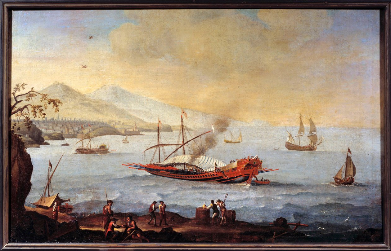 Une galère dans le port de Marseille - Pierre (school of) Puget