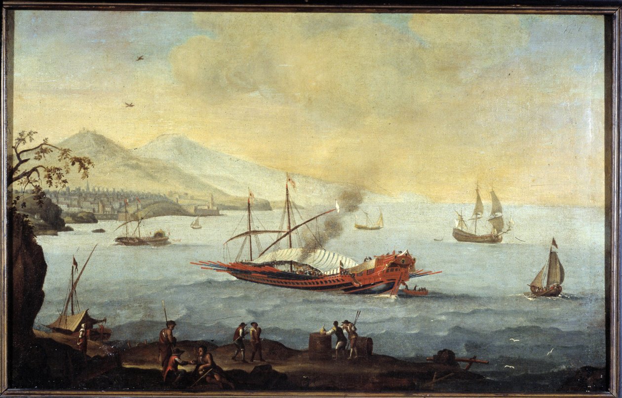 Une galère dans le port de Marseille - Pierre (school of) Puget