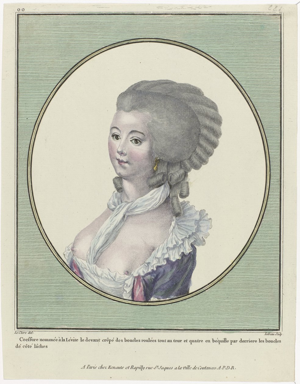 Galerie des Modes et Costumes Français, 1781, oo 221 : Coiffure nommée à la Levit - Pierre Adrien Le Beau