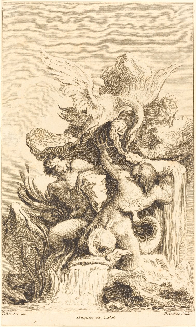 Deux tritons et un cygne - Pierre Alexandre Aveline after François Boucher