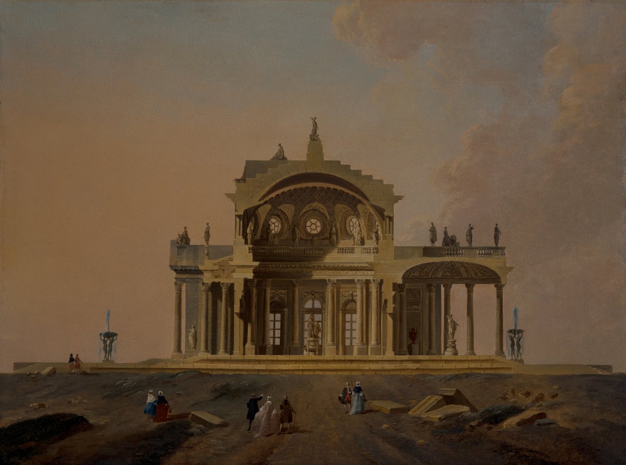 Études architecturales fantastiques avec figures - Pierre Antoine Demachy